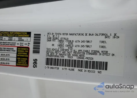 2024 Toyota Tacoma Double Cab из США, поврежденный, VIN 3TMKB5FN3RM017999